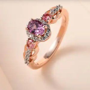 Narsipatnam Purple Spinel/Pink Tourmaline in VRG Over Sterling Silver Ring